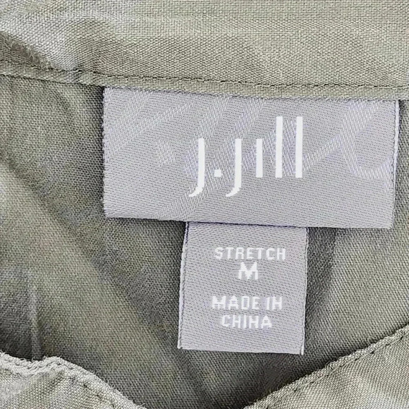 J. Jill Mock Neck Button Up Green Women's Shirt M - Picture 7 of 9